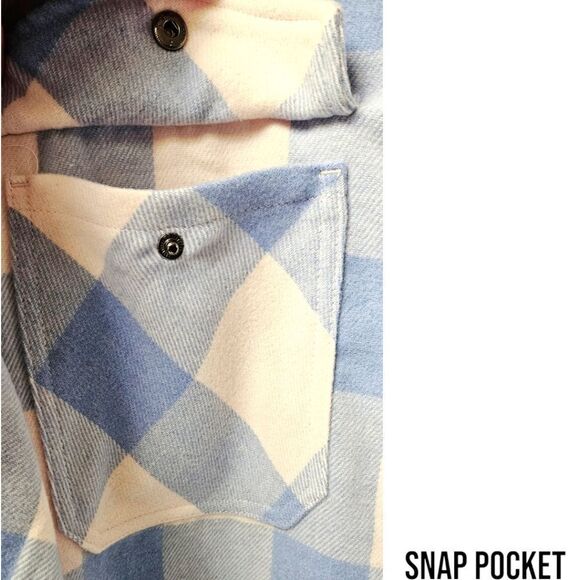 HFX Women's Plus Size Blue & White Plaid SHACKET JACKET XXL - Picture 8 of 16